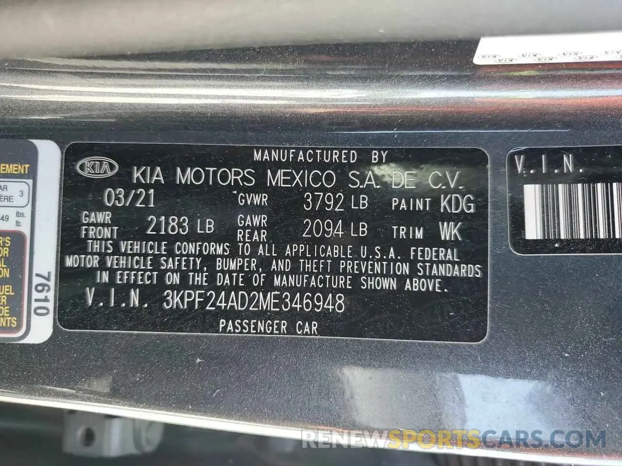 13 Фотография поврежденного автомобиля 3KPF24AD2ME346948 KIA FORTE 2021