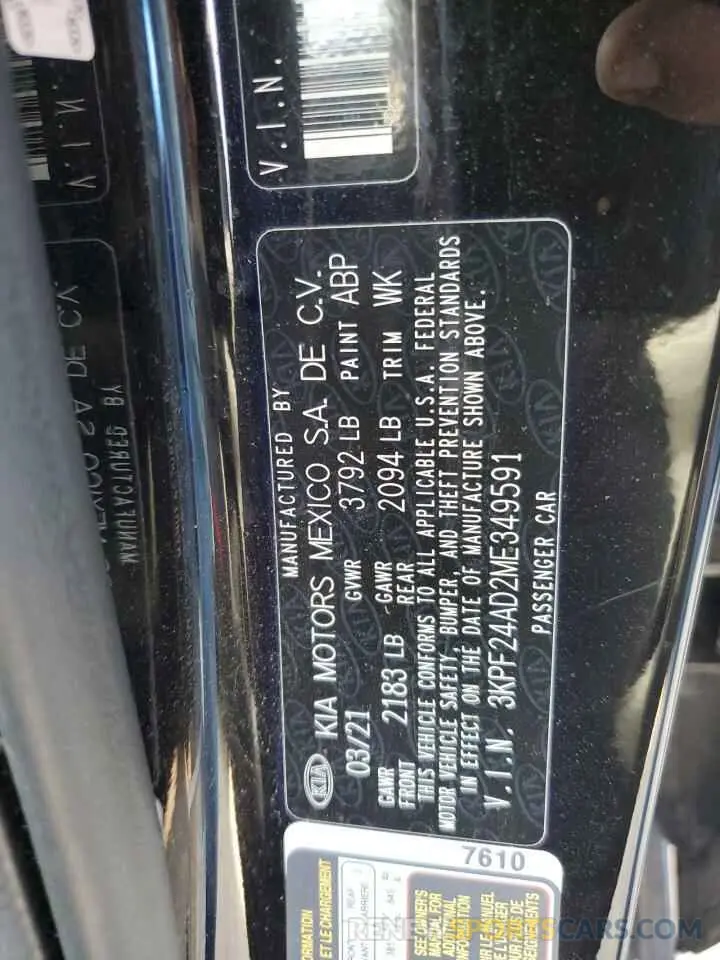 12 Photograph of a damaged car 3KPF24AD2ME349591 KIA FORTE 2021