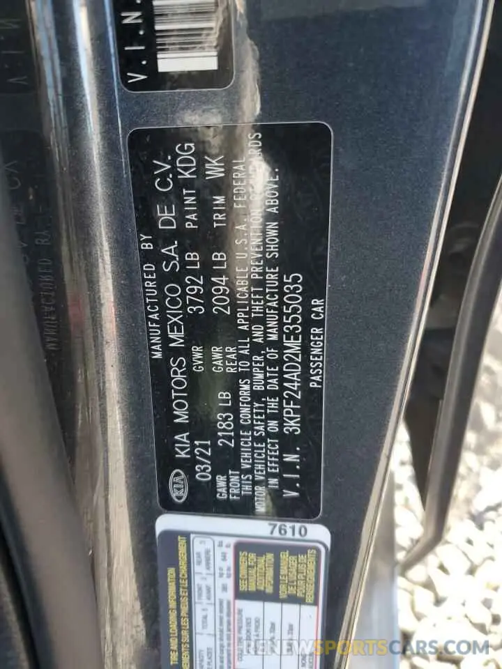 14 Photograph of a damaged car 3KPF24AD2ME355035 KIA FORTE 2021
