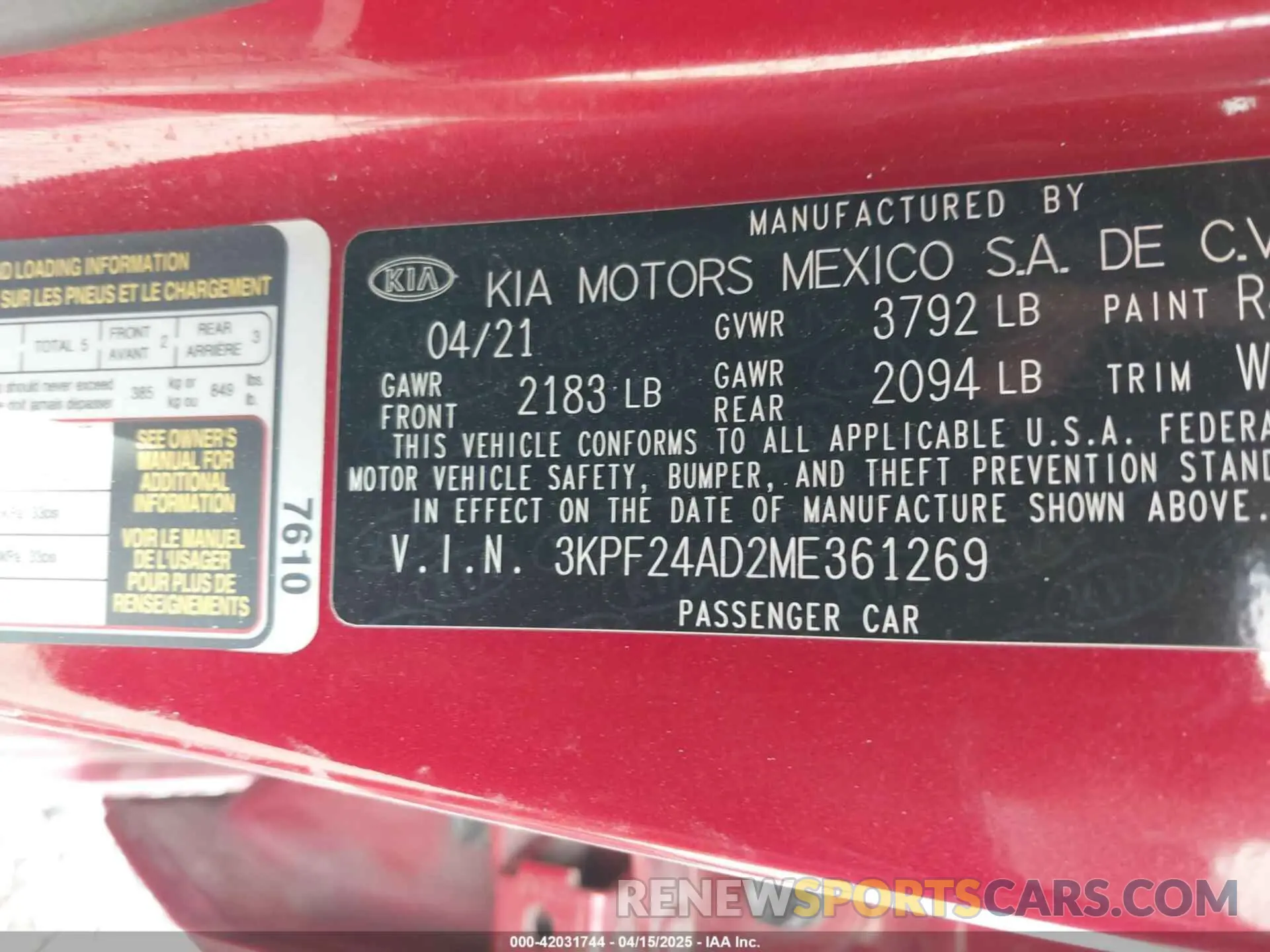 9 Photograph of a damaged car 3KPF24AD2ME361269 KIA FORTE 2021