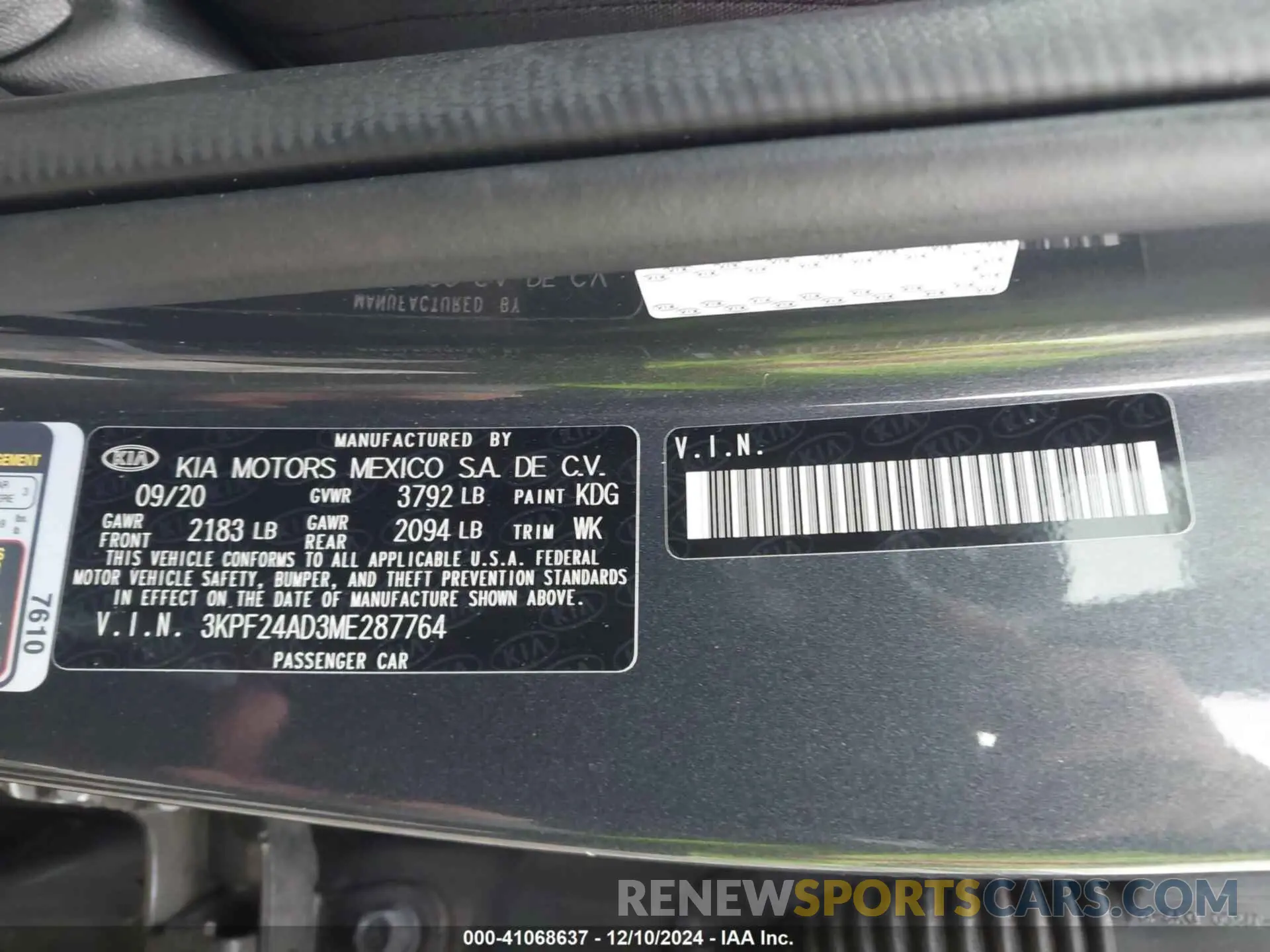 9 Фотография поврежденного автомобиля 3KPF24AD3ME287764 KIA FORTE 2021