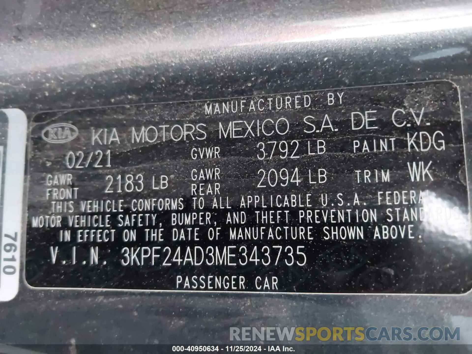 9 Фотография поврежденного автомобиля 3KPF24AD3ME343735 KIA FORTE 2021