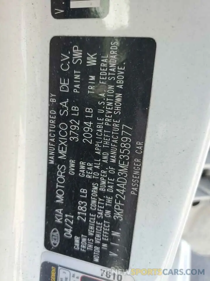 12 Photograph of a damaged car 3KPF24AD3ME358977 KIA FORTE 2021