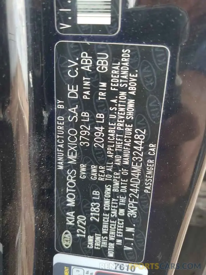 12 Photograph of a damaged car 3KPF24AD4ME324482 KIA FORTE 2021