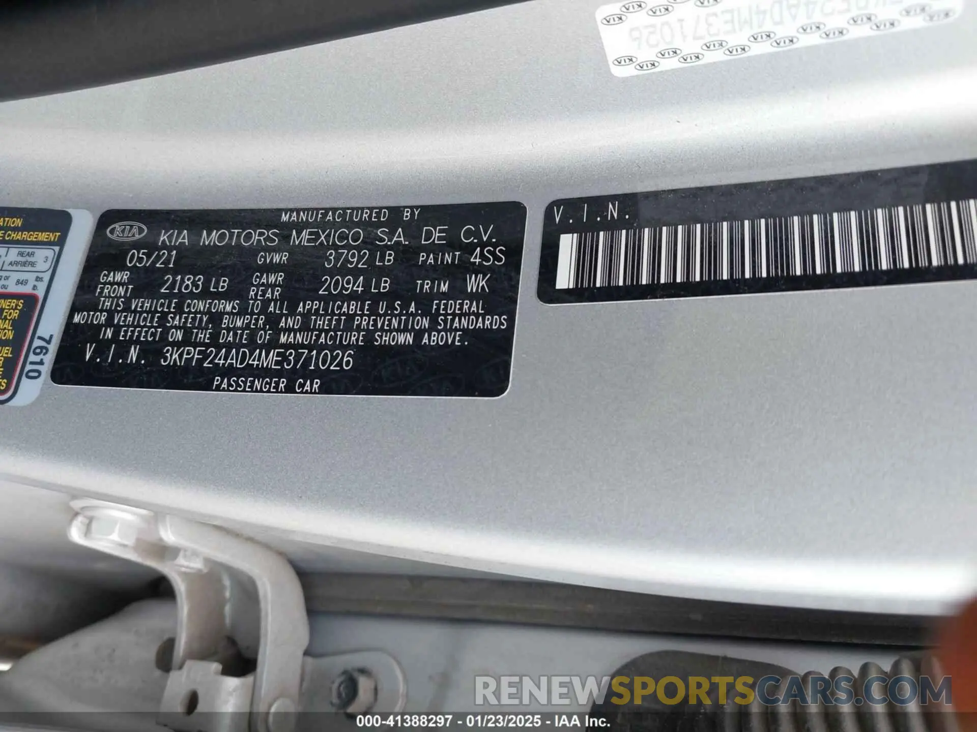 9 Фотография поврежденного автомобиля 3KPF24AD4ME371026 KIA FORTE 2021