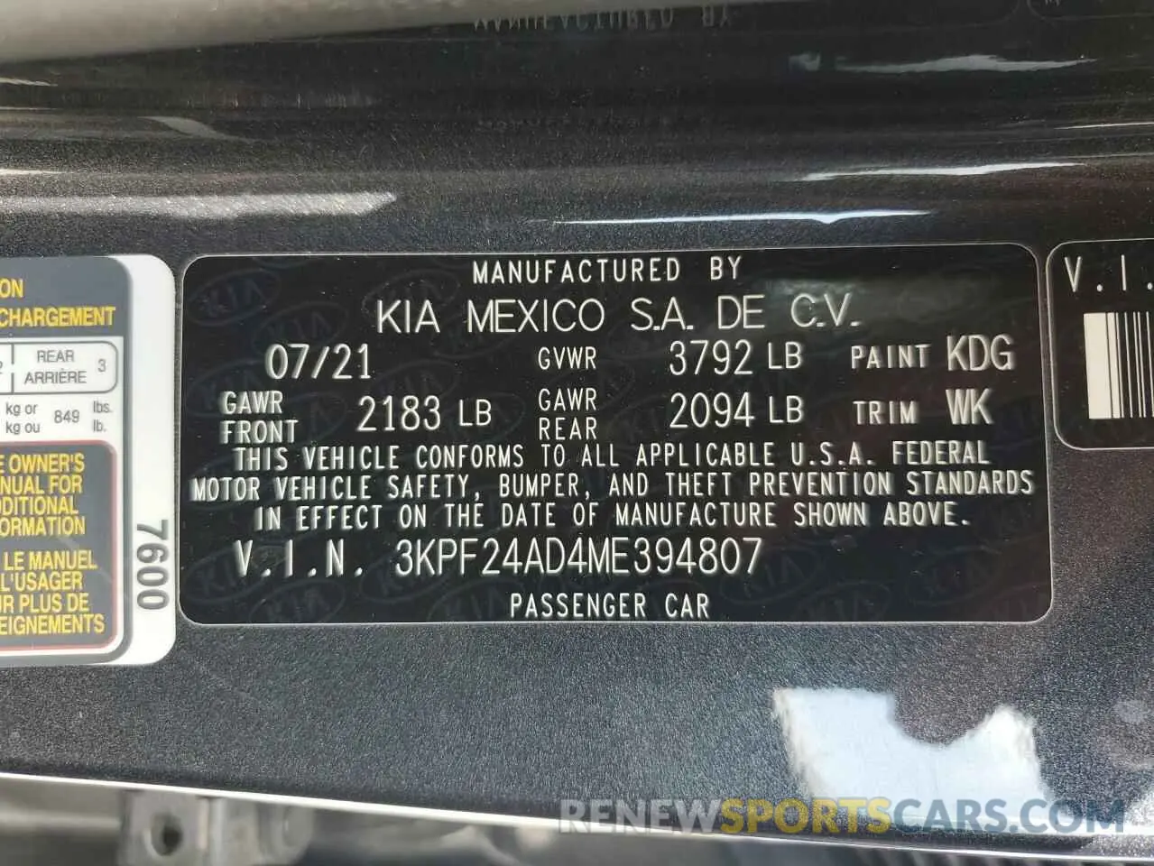 12 Фотография поврежденного автомобиля 3KPF24AD4ME394807 KIA FORTE 2021