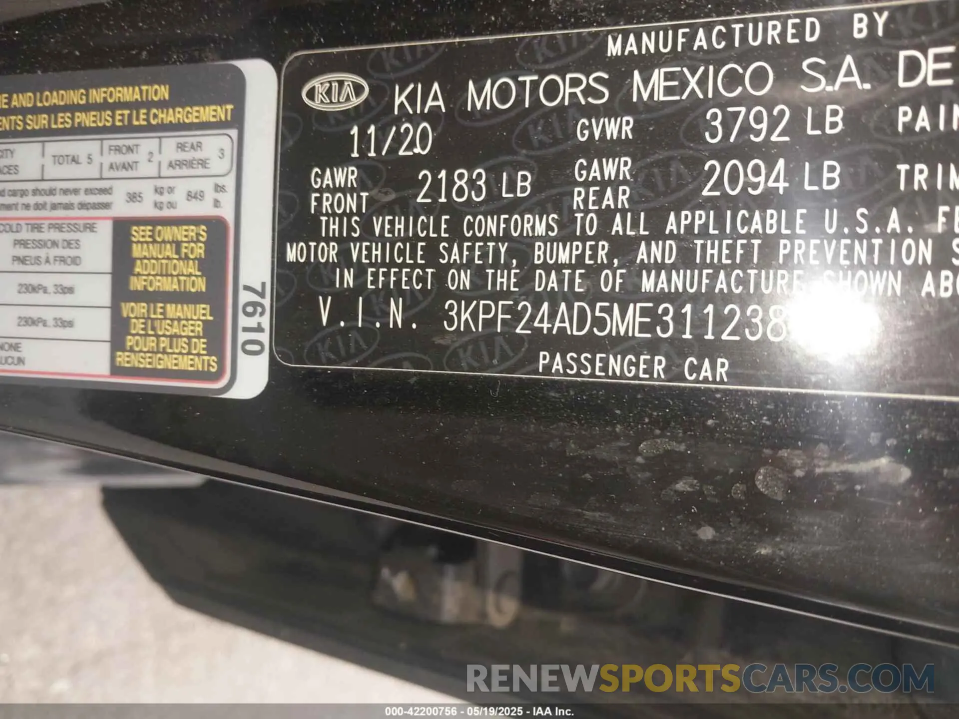 9 Photograph of a damaged car 3KPF24AD5ME311238 KIA FORTE 2021