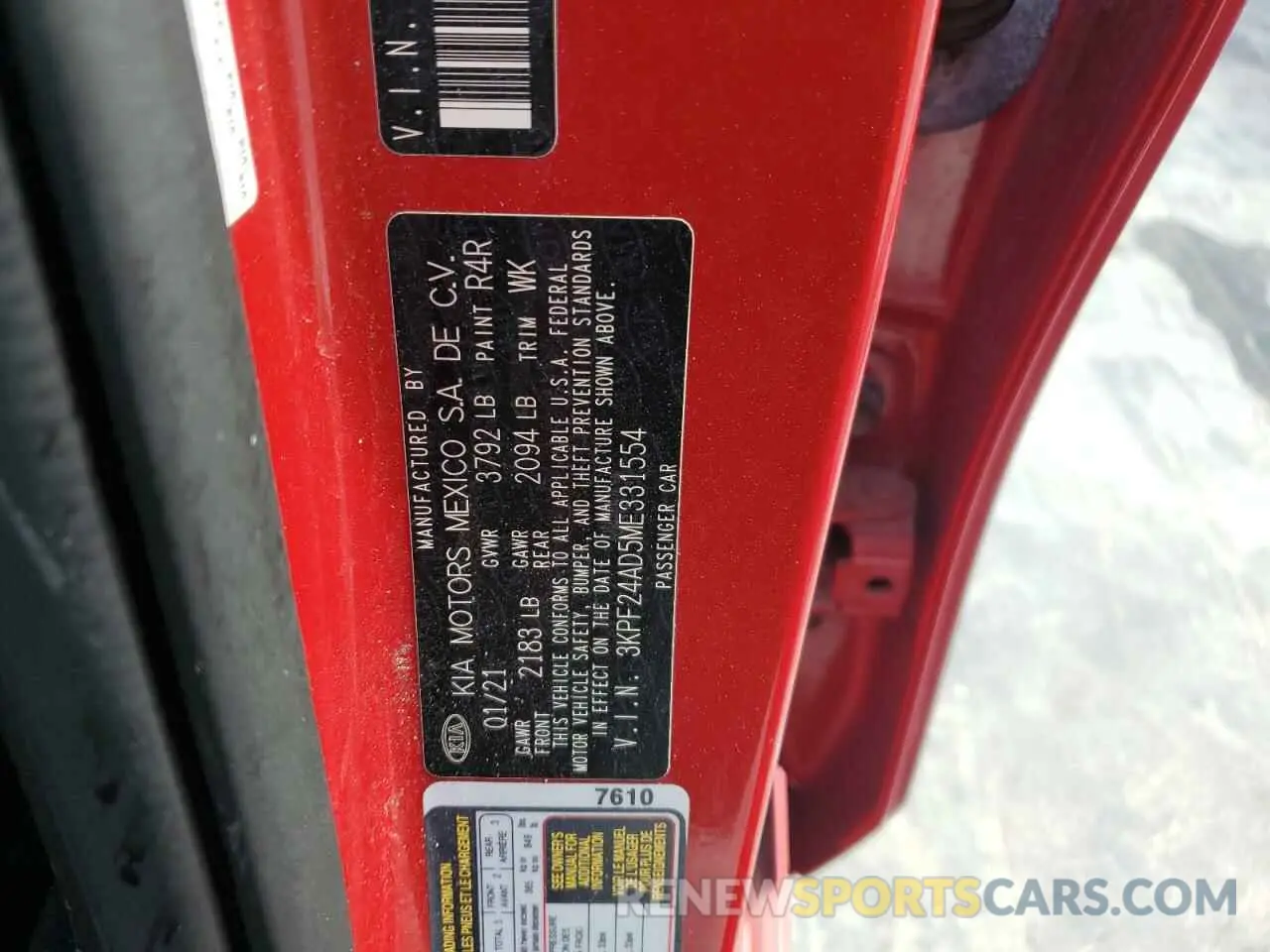 12 Фотография поврежденного автомобиля 3KPF24AD5ME331554 KIA FORTE 2021