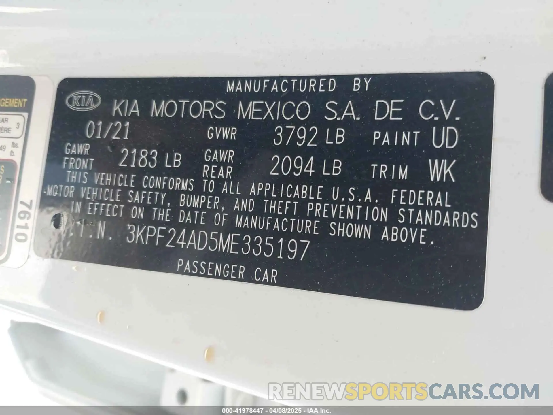 9 Photograph of a damaged car 3KPF24AD5ME335197 KIA FORTE 2021