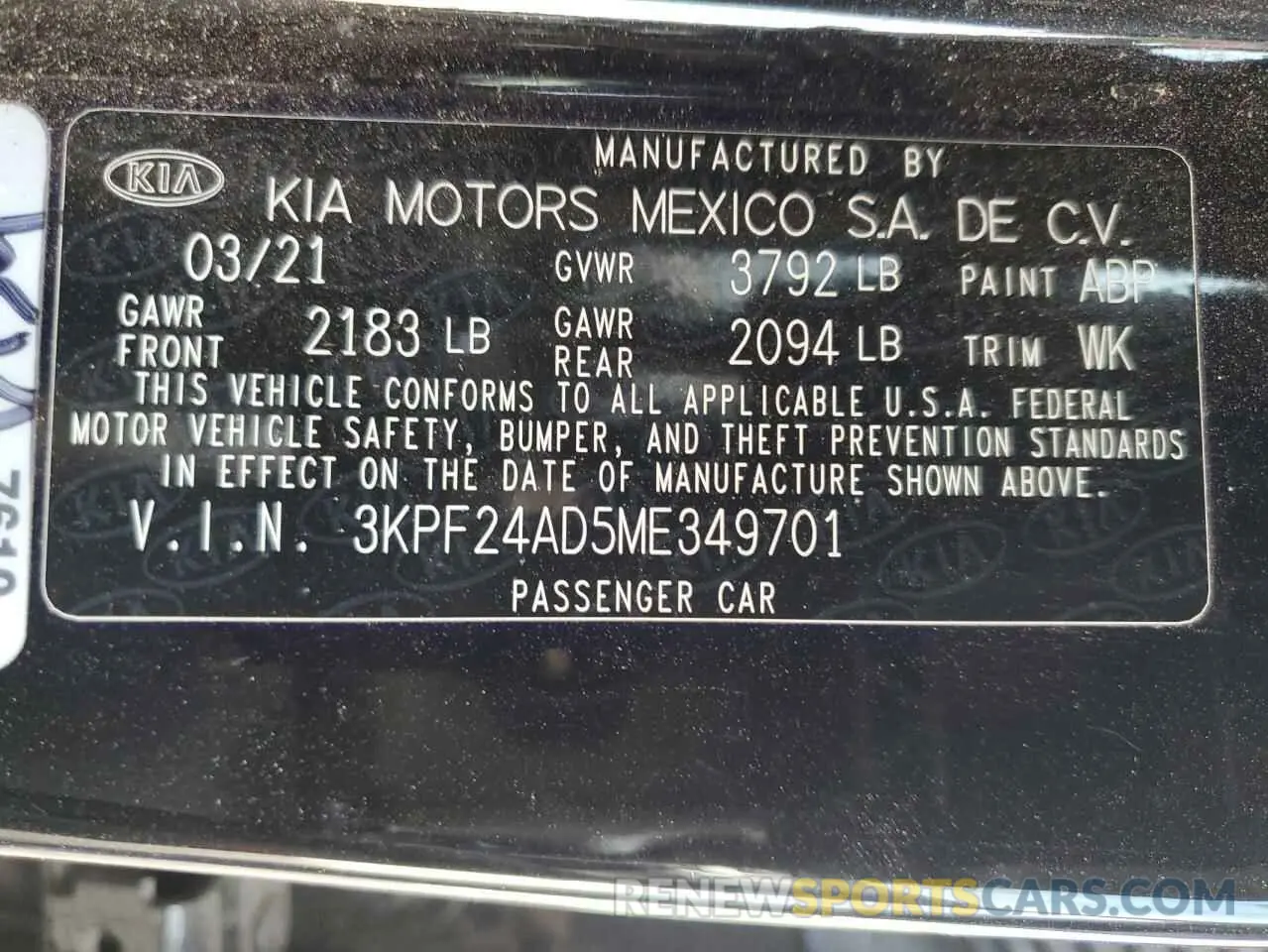 14 Фотография поврежденного автомобиля 3KPF24AD5ME349701 KIA FORTE 2021