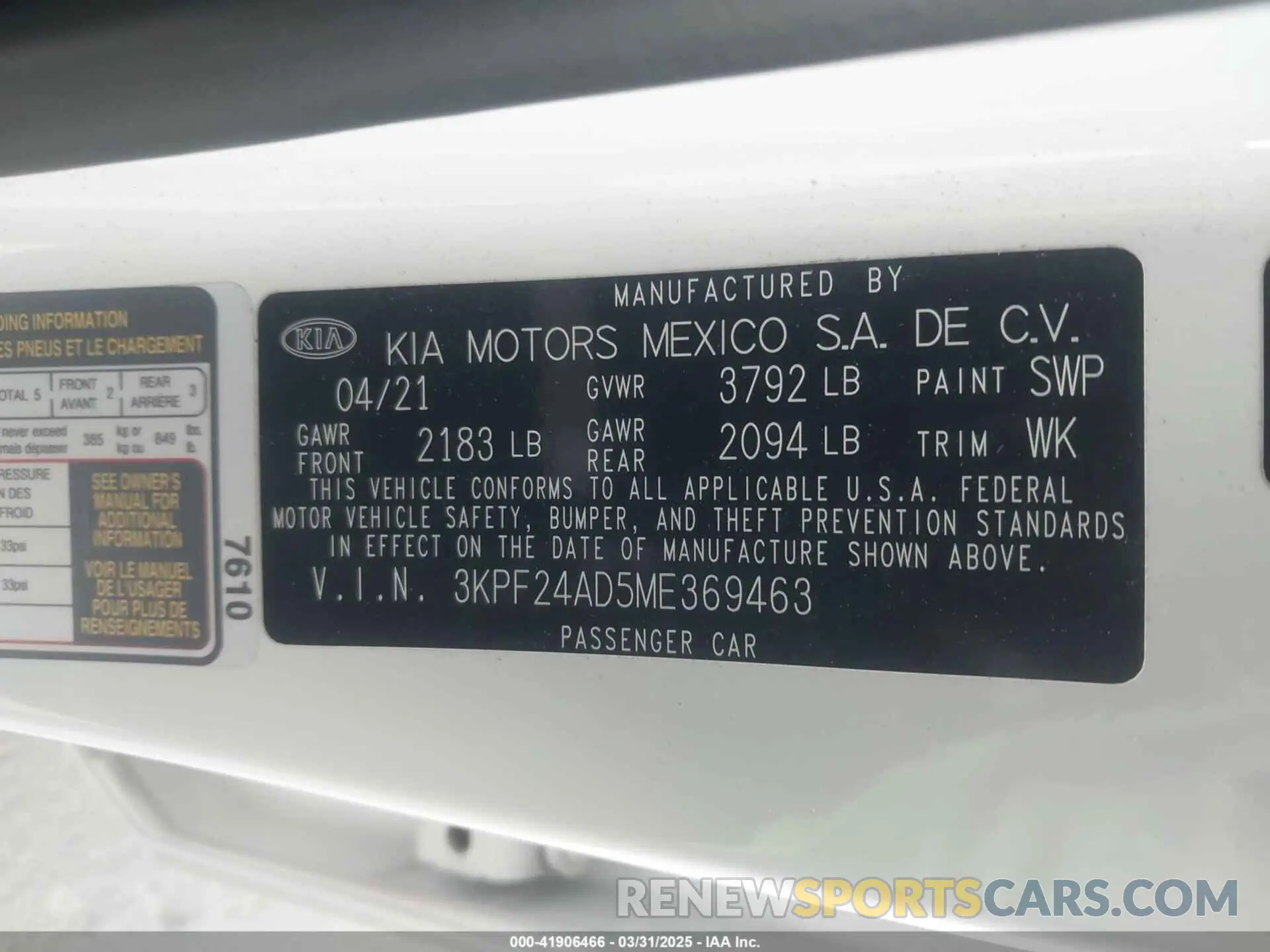 9 Photograph of a damaged car 3KPF24AD5ME369463 KIA FORTE 2021