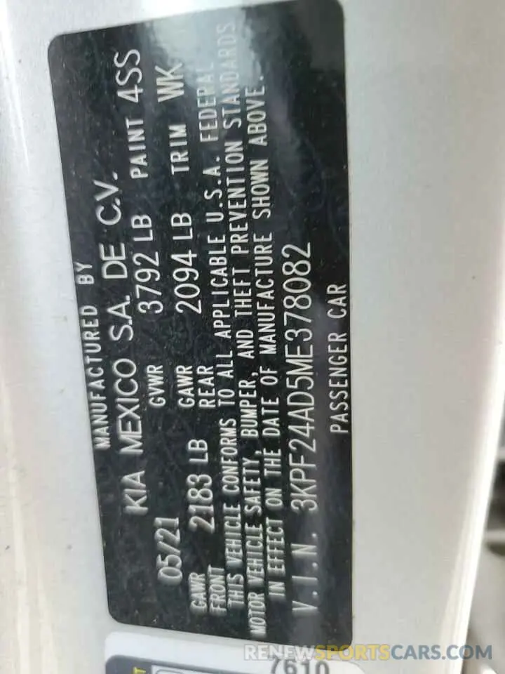 13 Photograph of a damaged car 3KPF24AD5ME378082 KIA FORTE 2021