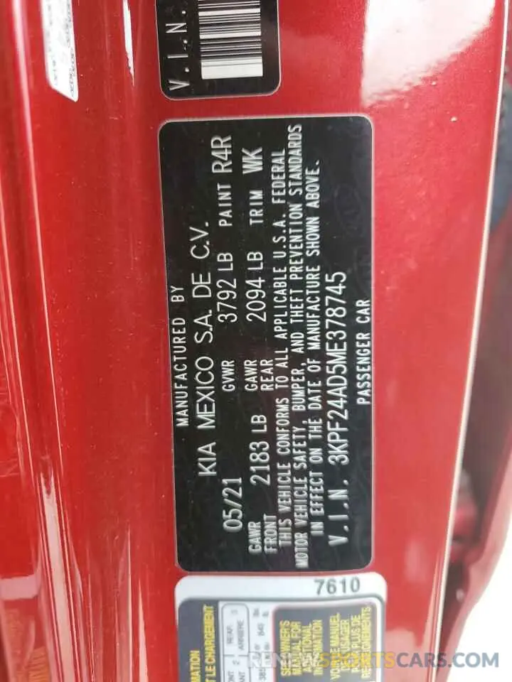 13 Фотография поврежденного автомобиля 3KPF24AD5ME378745 KIA FORTE 2021