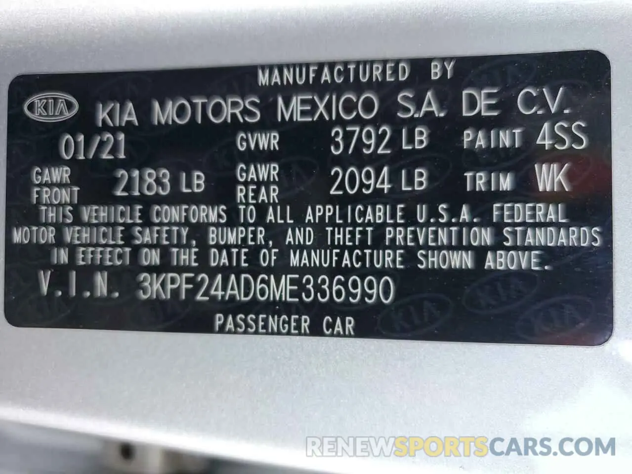 12 Photograph of a damaged car 3KPF24AD6ME336990 KIA FORTE 2021