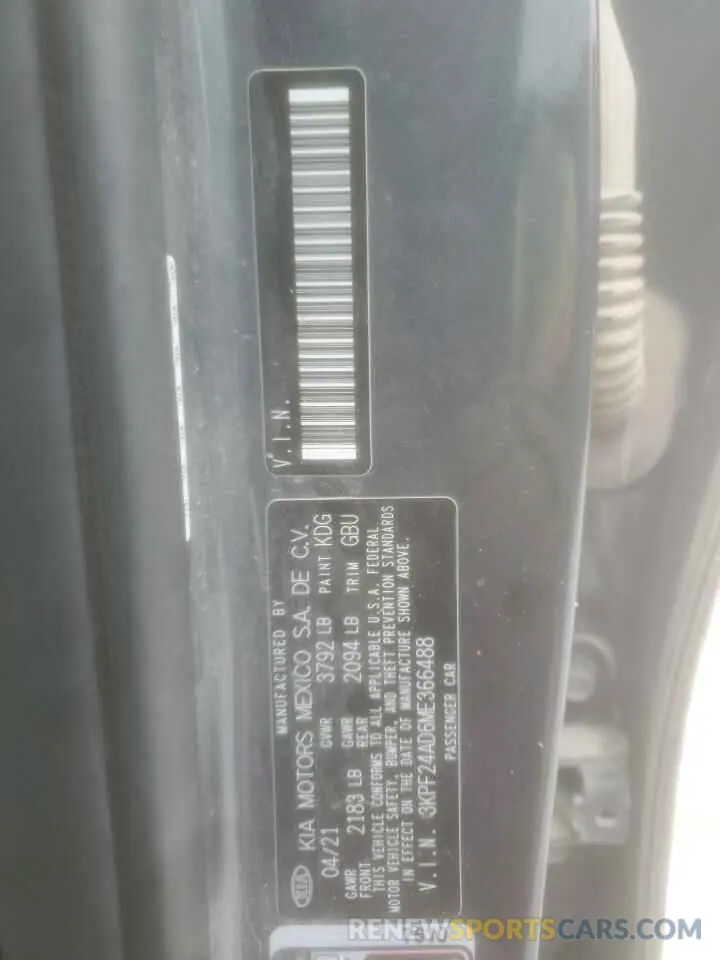 14 Photograph of a damaged car 3KPF24AD6ME366488 KIA FORTE 2021