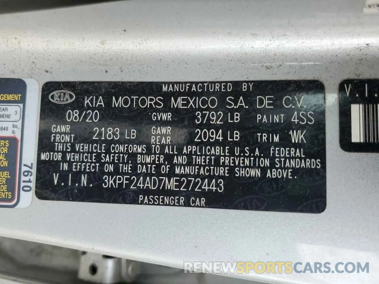 12 Фотография поврежденного автомобиля 3KPF24AD7ME272443 KIA FORTE 2021