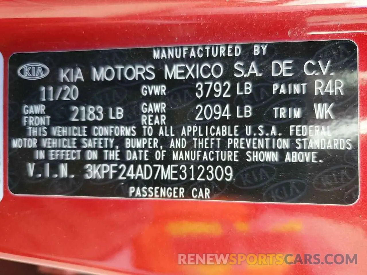 12 Photograph of a damaged car 3KPF24AD7ME312309 KIA FORTE 2021