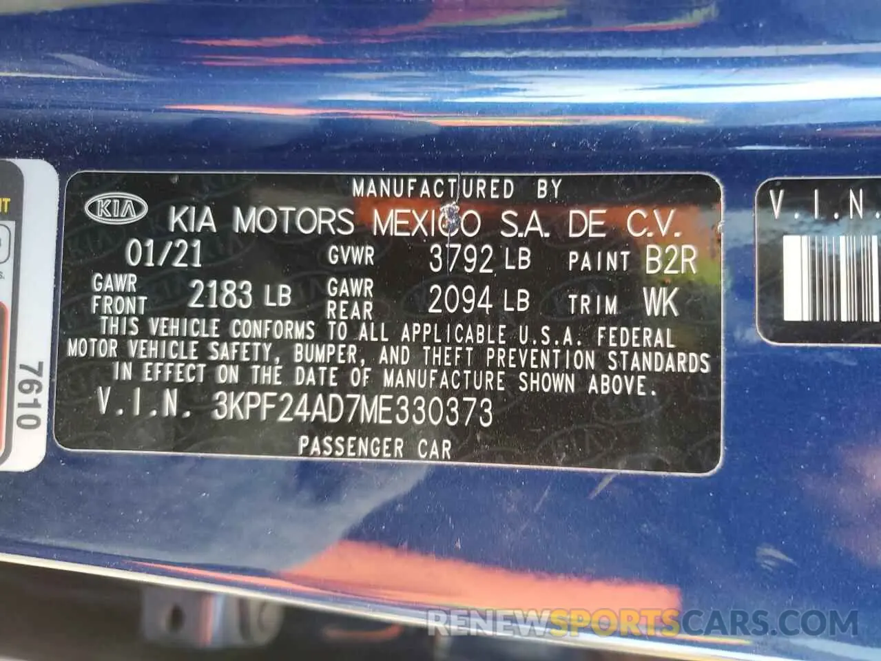 14 Photograph of a damaged car 3KPF24AD7ME330373 KIA FORTE 2021