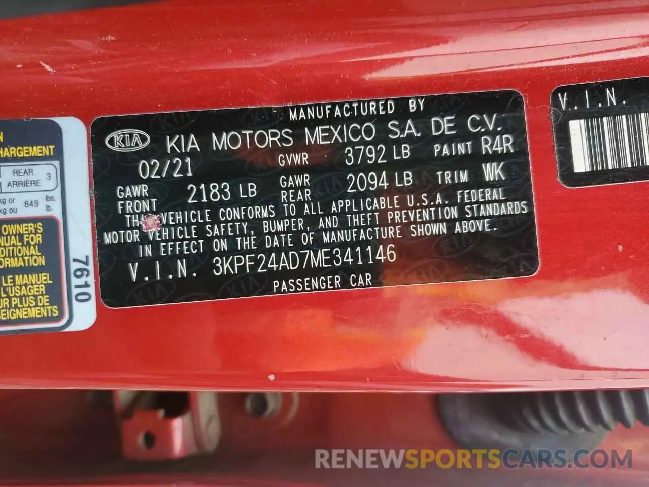 12 Photograph of a damaged car 3KPF24AD7ME341146 KIA FORTE 2021