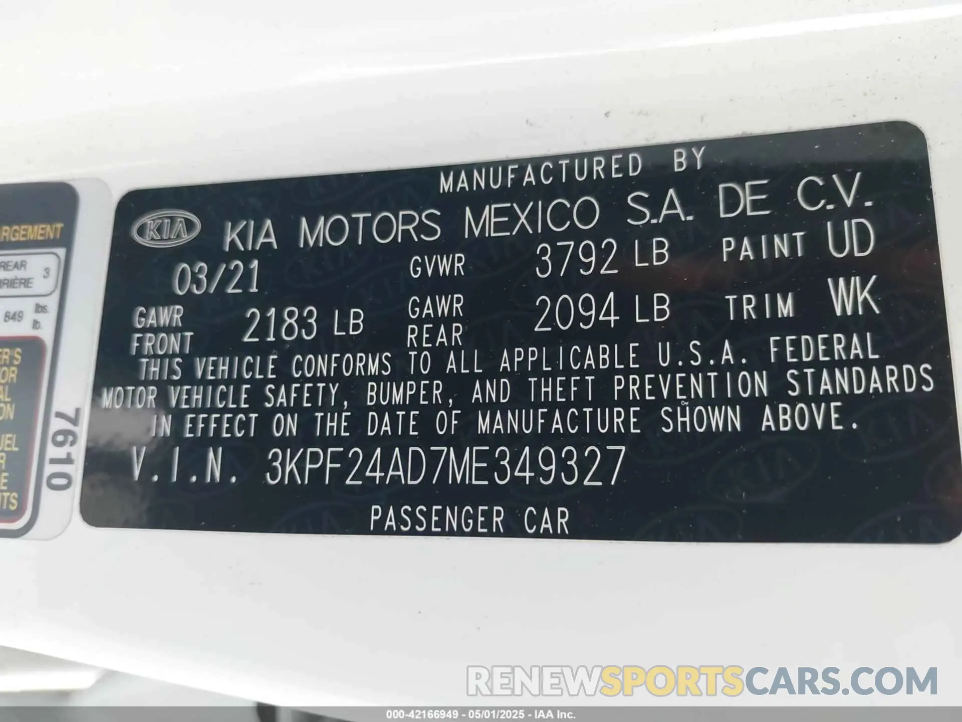 9 Фотография поврежденного автомобиля 3KPF24AD7ME349327 KIA FORTE 2021