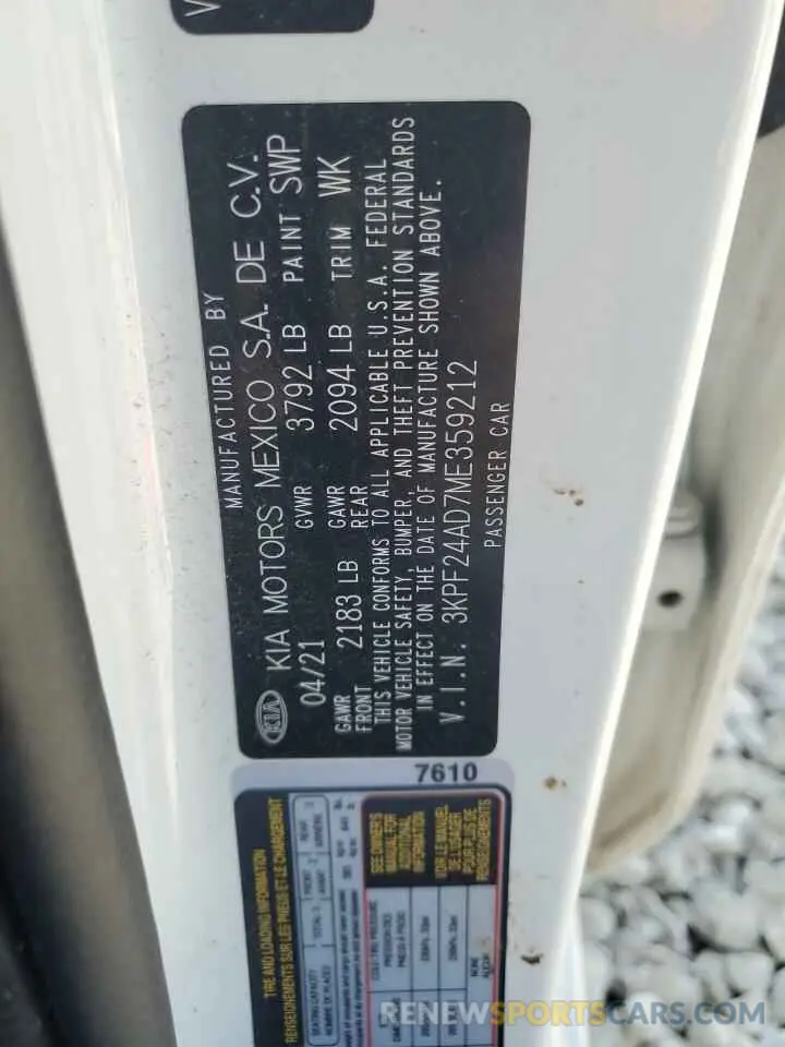 12 Фотография поврежденного автомобиля 3KPF24AD7ME359212 KIA FORTE 2021