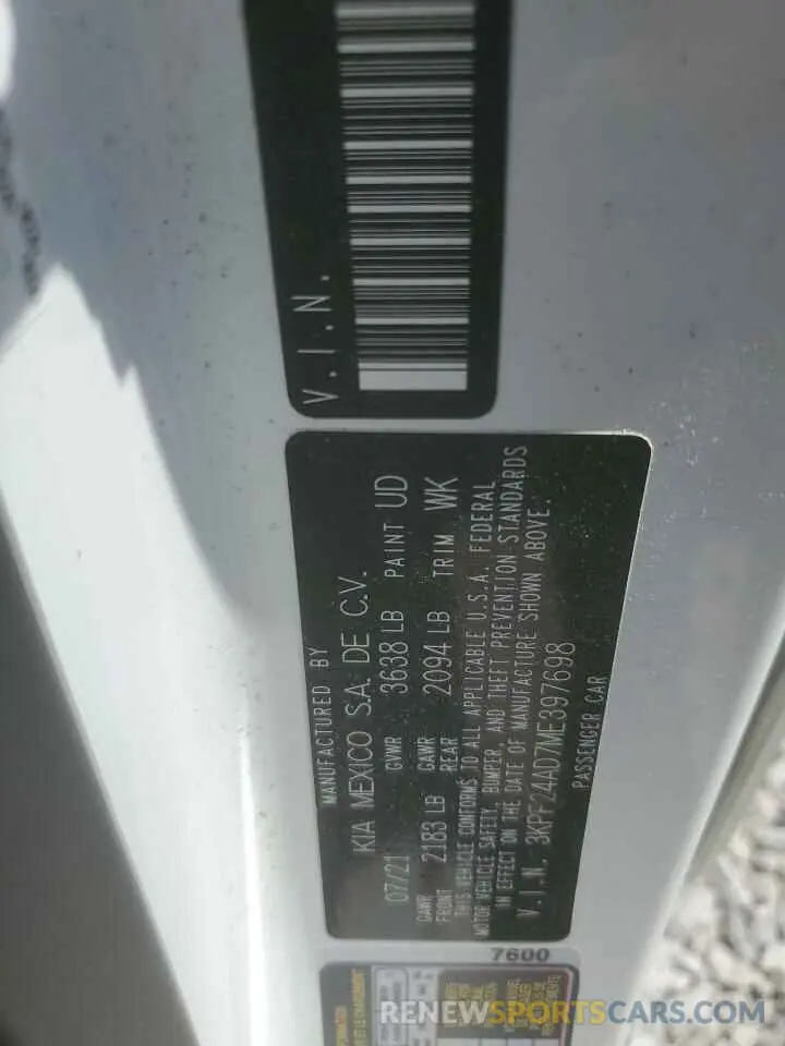 12 Photograph of a damaged car 3KPF24AD7ME397698 KIA FORTE 2021