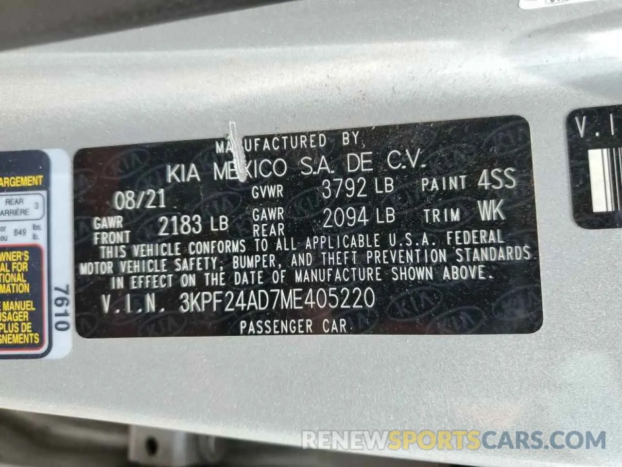 12 Photograph of a damaged car 3KPF24AD7ME405220 KIA FORTE 2021