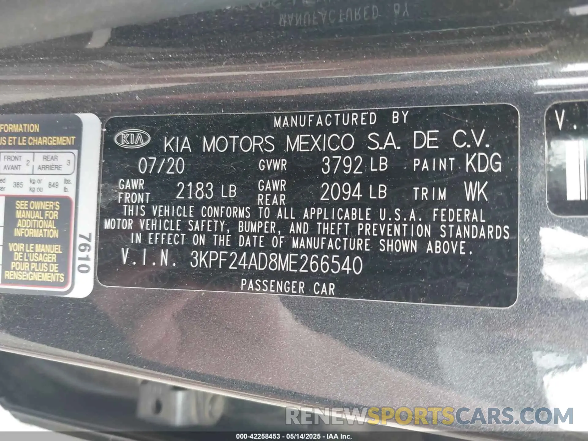 9 Фотография поврежденного автомобиля 3KPF24AD8ME266540 KIA FORTE 2021