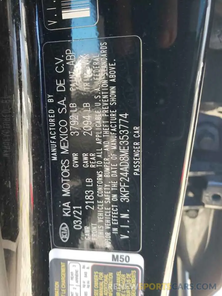 12 Фотография поврежденного автомобиля 3KPF24AD8ME353774 KIA FORTE 2021