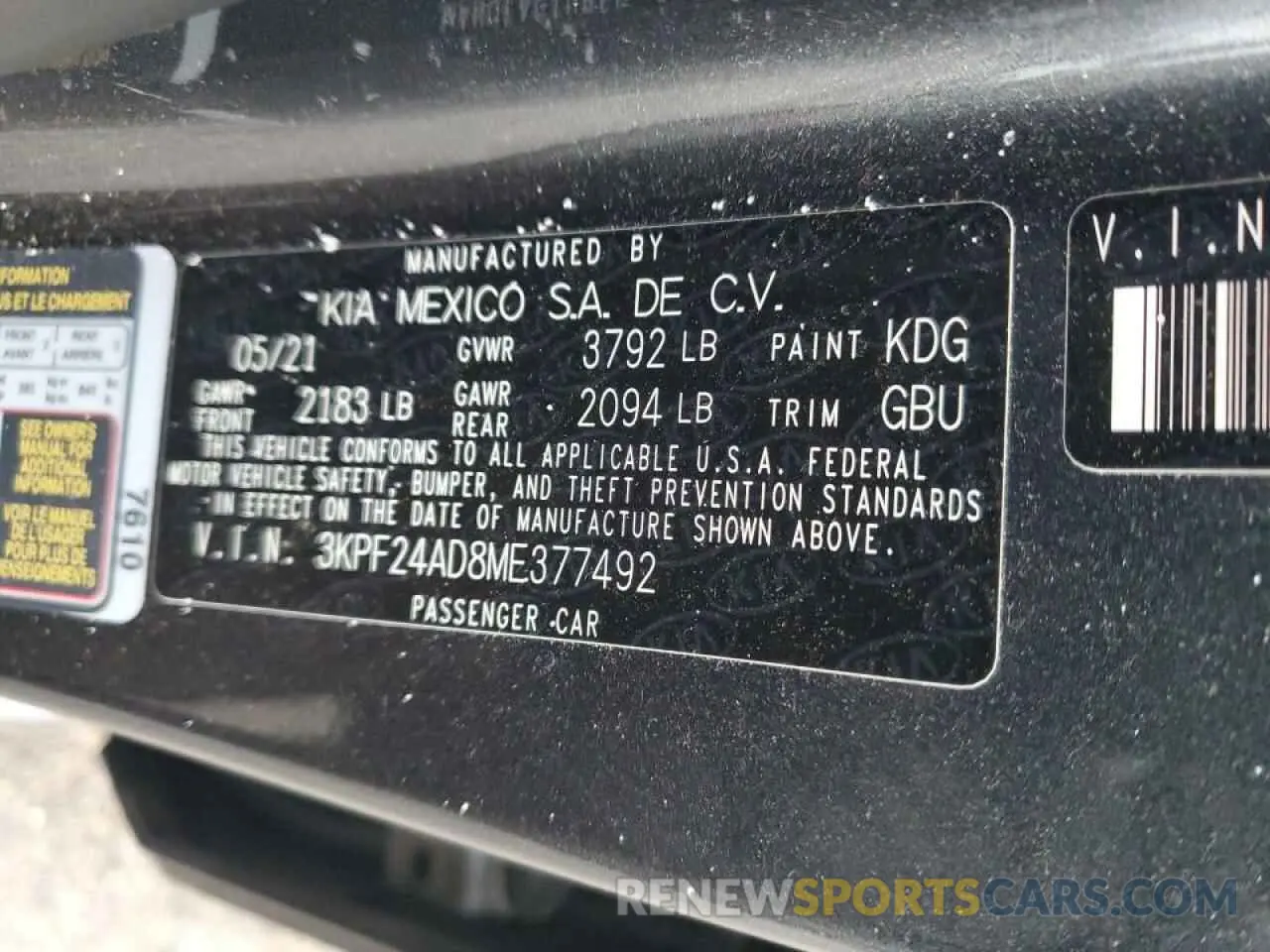 12 Фотография поврежденного автомобиля 3KPF24AD8ME377492 KIA FORTE 2021