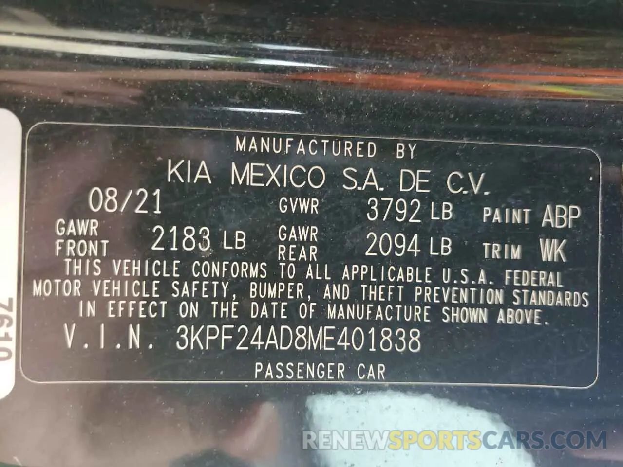 13 Photograph of a damaged car 3KPF24AD8ME401838 KIA FORTE 2021