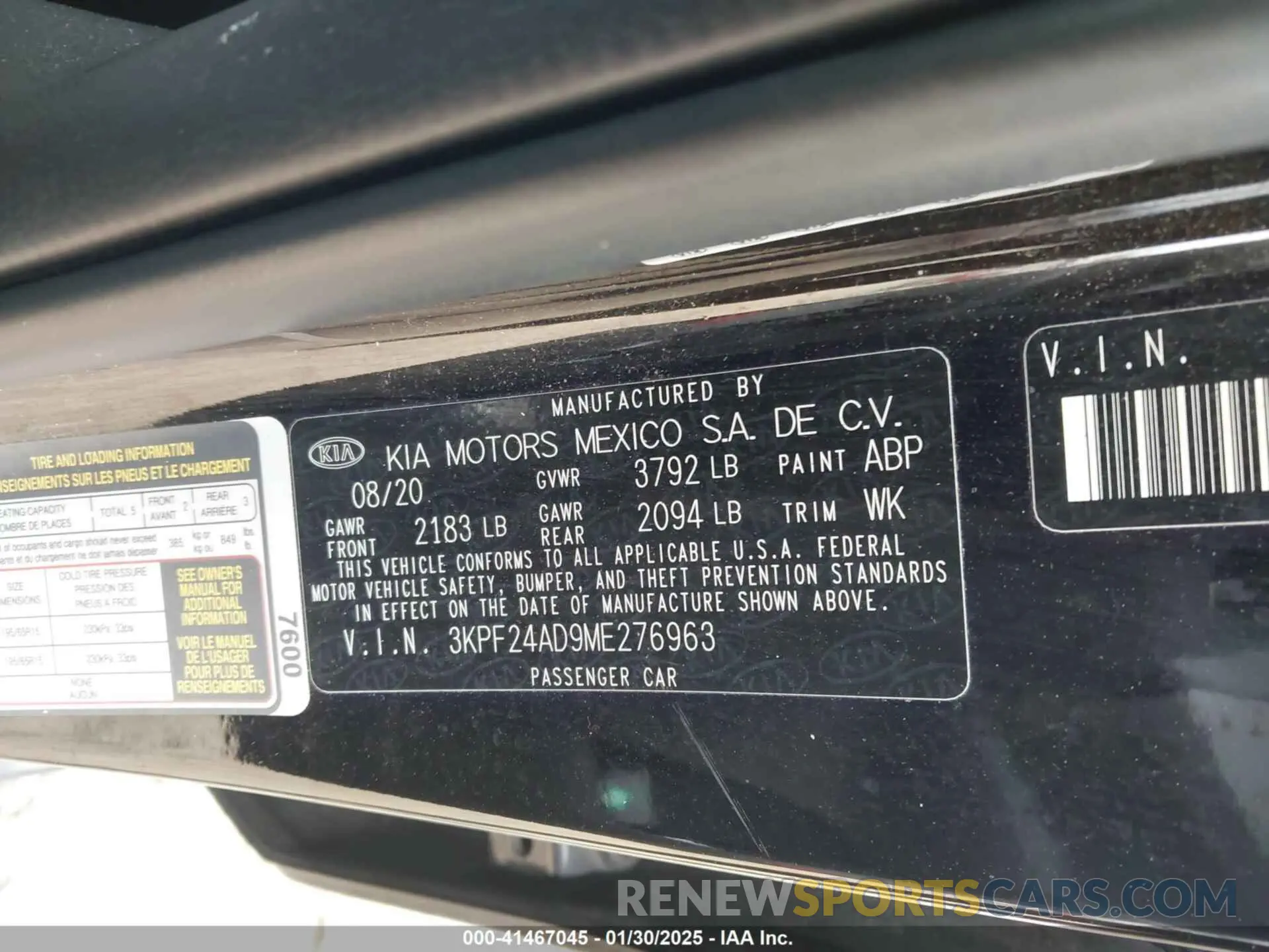 9 Фотография поврежденного автомобиля 3KPF24AD9ME276963 KIA FORTE 2021