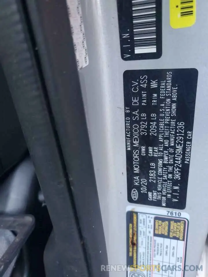 13 Photograph of a damaged car 3KPF24AD9ME291236 KIA FORTE 2021