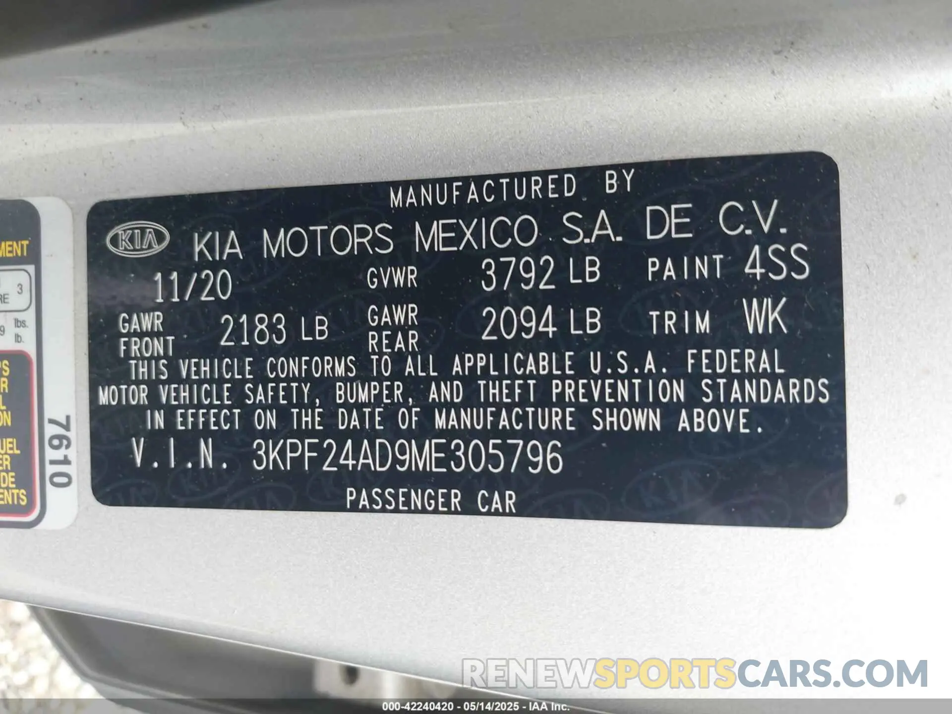 9 Фотография поврежденного автомобиля 3KPF24AD9ME305796 KIA FORTE 2021