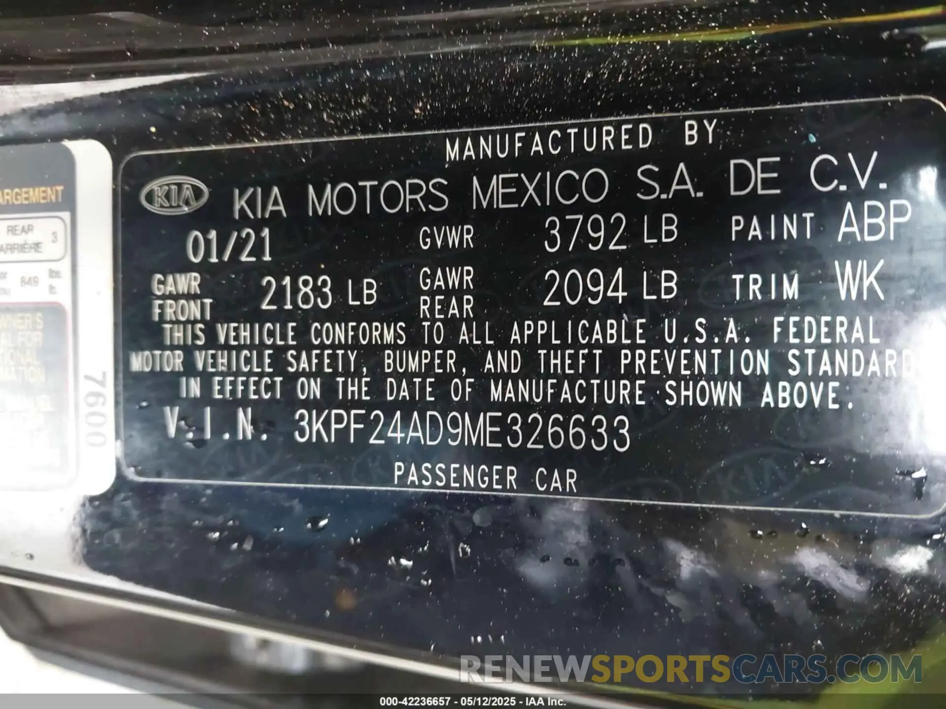 9 Photograph of a damaged car 3KPF24AD9ME326633 KIA FORTE 2021