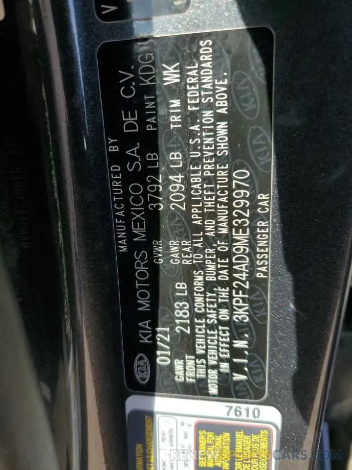 14 Photograph of a damaged car 3KPF24AD9ME329970 KIA FORTE 2021