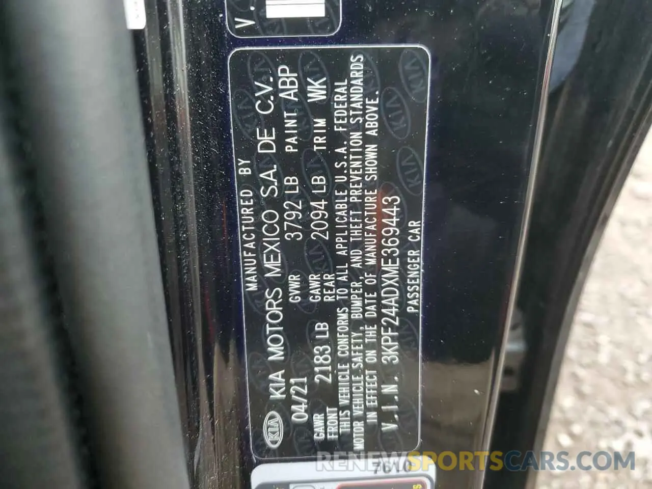 12 Фотография поврежденного автомобиля 3KPF24ADXME369443 KIA FORTE 2021