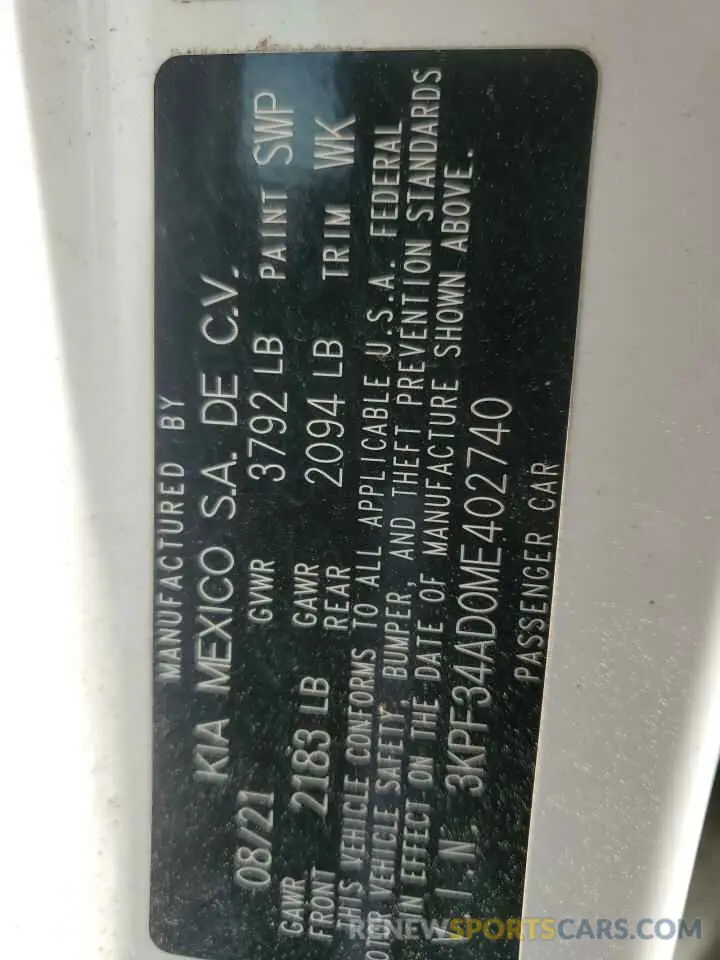14 Photograph of a damaged car 3KPF34AD0ME402740 KIA FORTE 2021