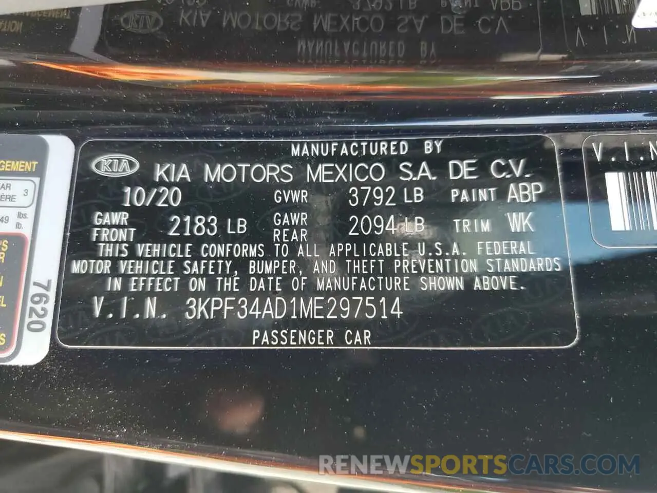 12 Photograph of a damaged car 3KPF34AD1ME297514 KIA FORTE 2021