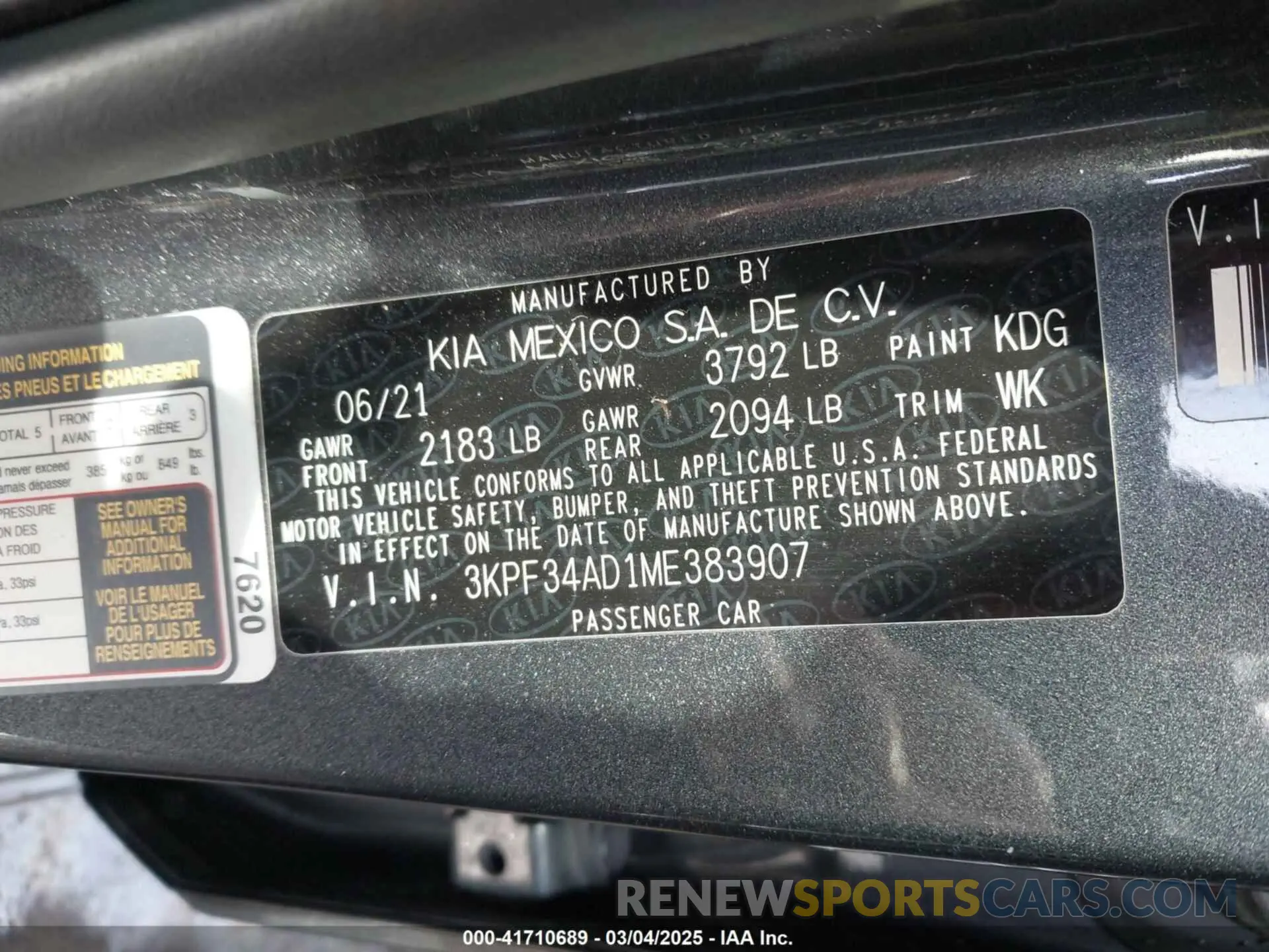 9 Фотография поврежденного автомобиля 3KPF34AD1ME383907 KIA FORTE 2021