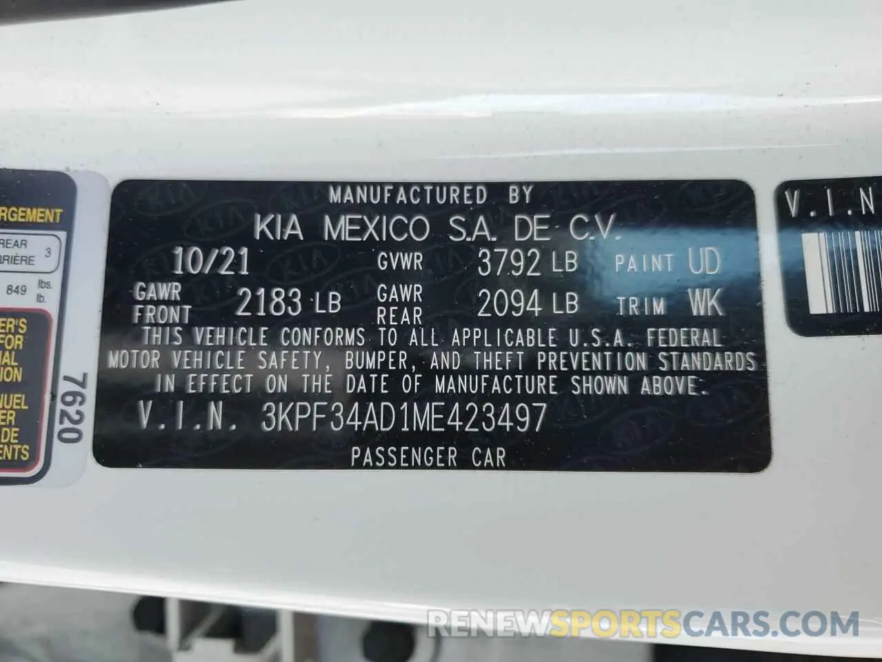 15 Photograph of a damaged car 3KPF34AD1ME423497 KIA FORTE 2021