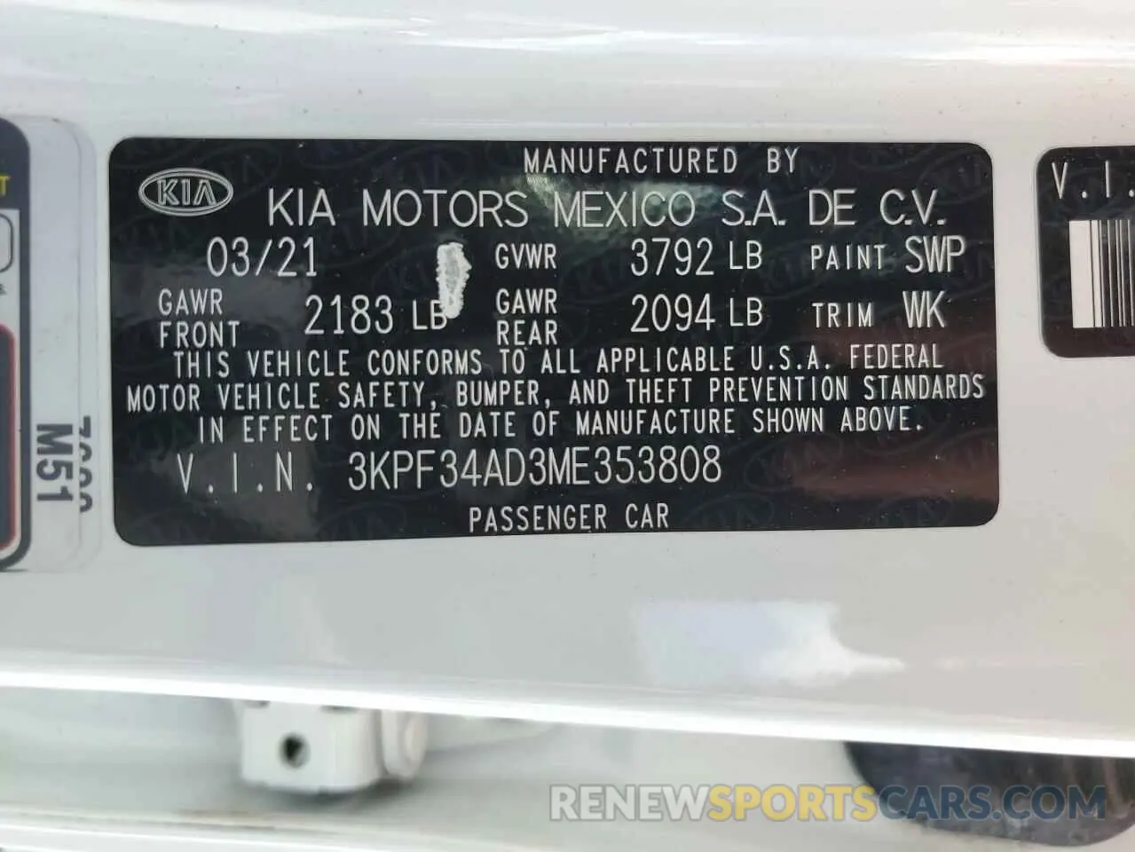 12 Фотография поврежденного автомобиля 3KPF34AD3ME353808 KIA FORTE 2021