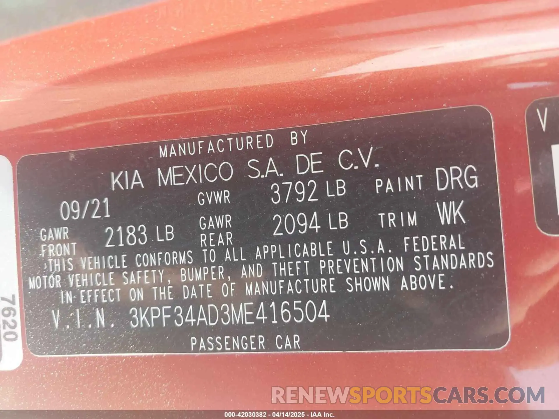 9 Фотография поврежденного автомобиля 3KPF34AD3ME416504 KIA FORTE 2021