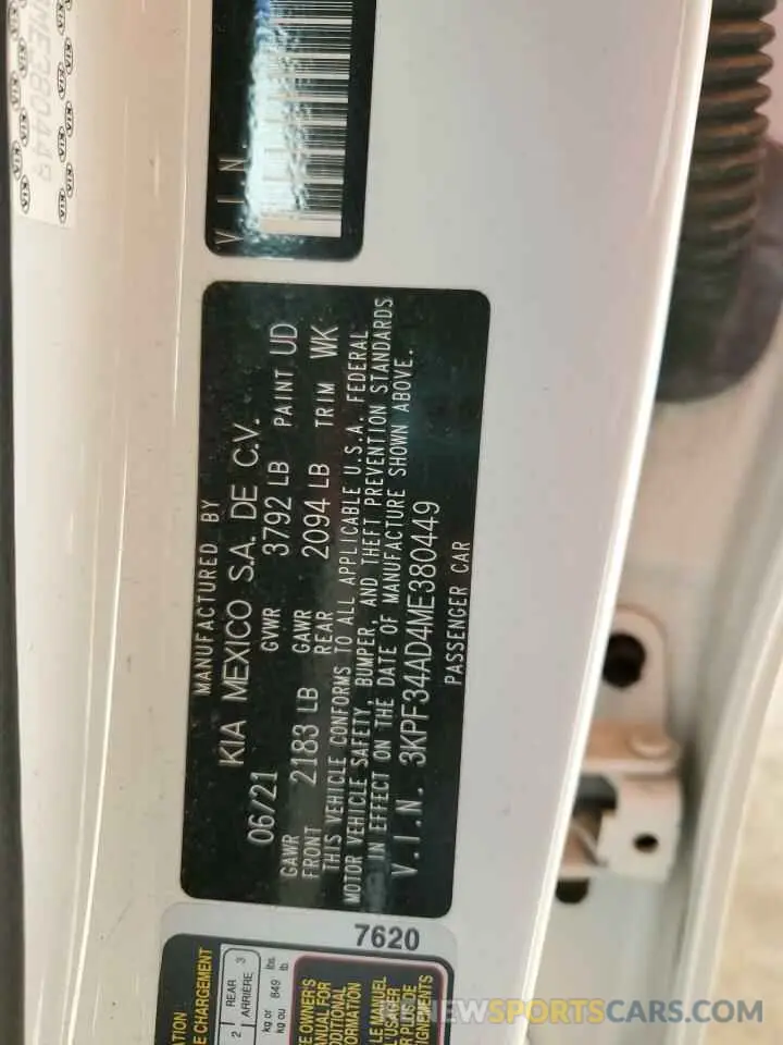 12 Фотография поврежденного автомобиля 3KPF34AD4ME380449 KIA FORTE 2021