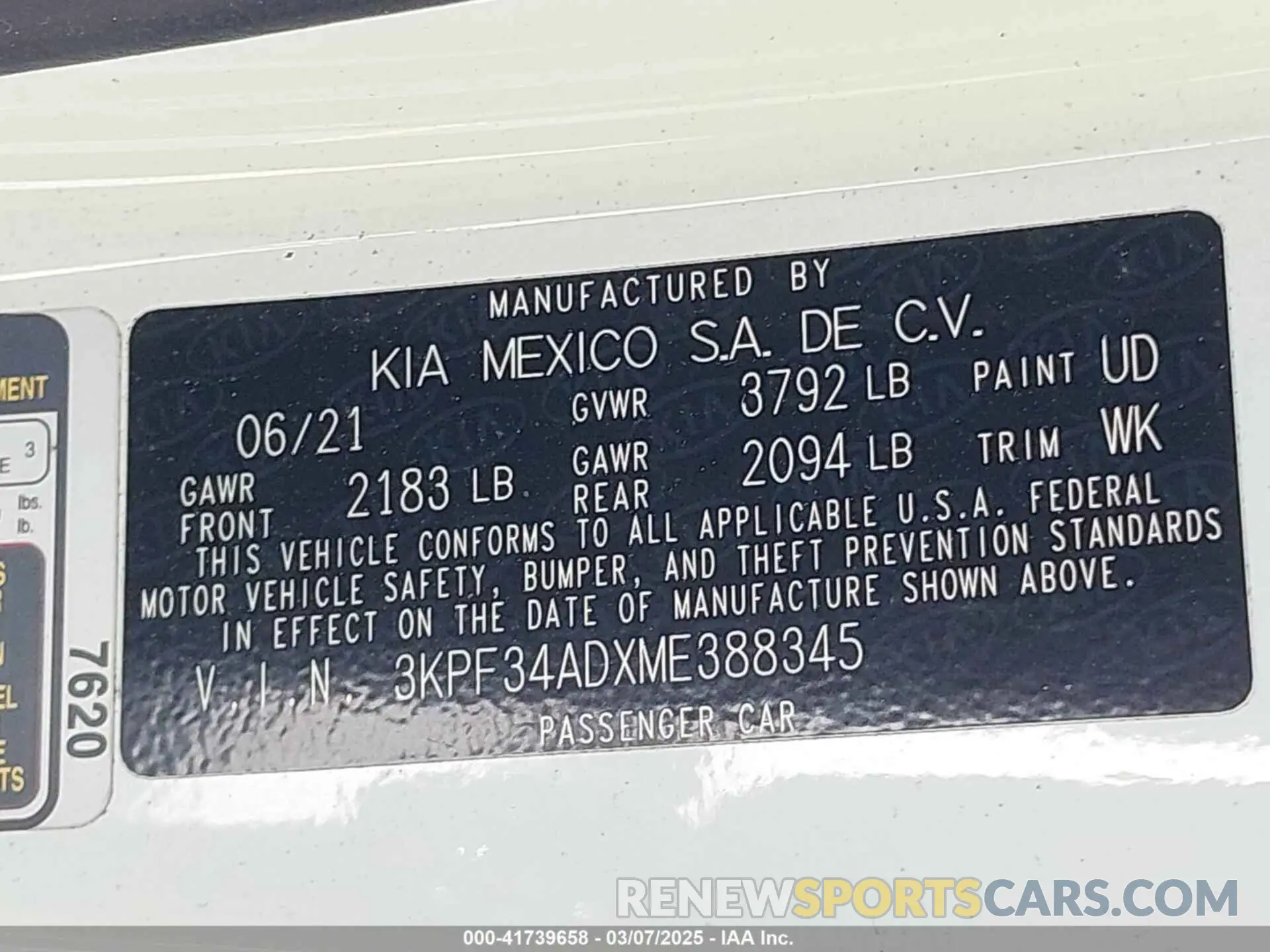 9 Фотография поврежденного автомобиля 3KPF34ADXME388345 KIA FORTE 2021