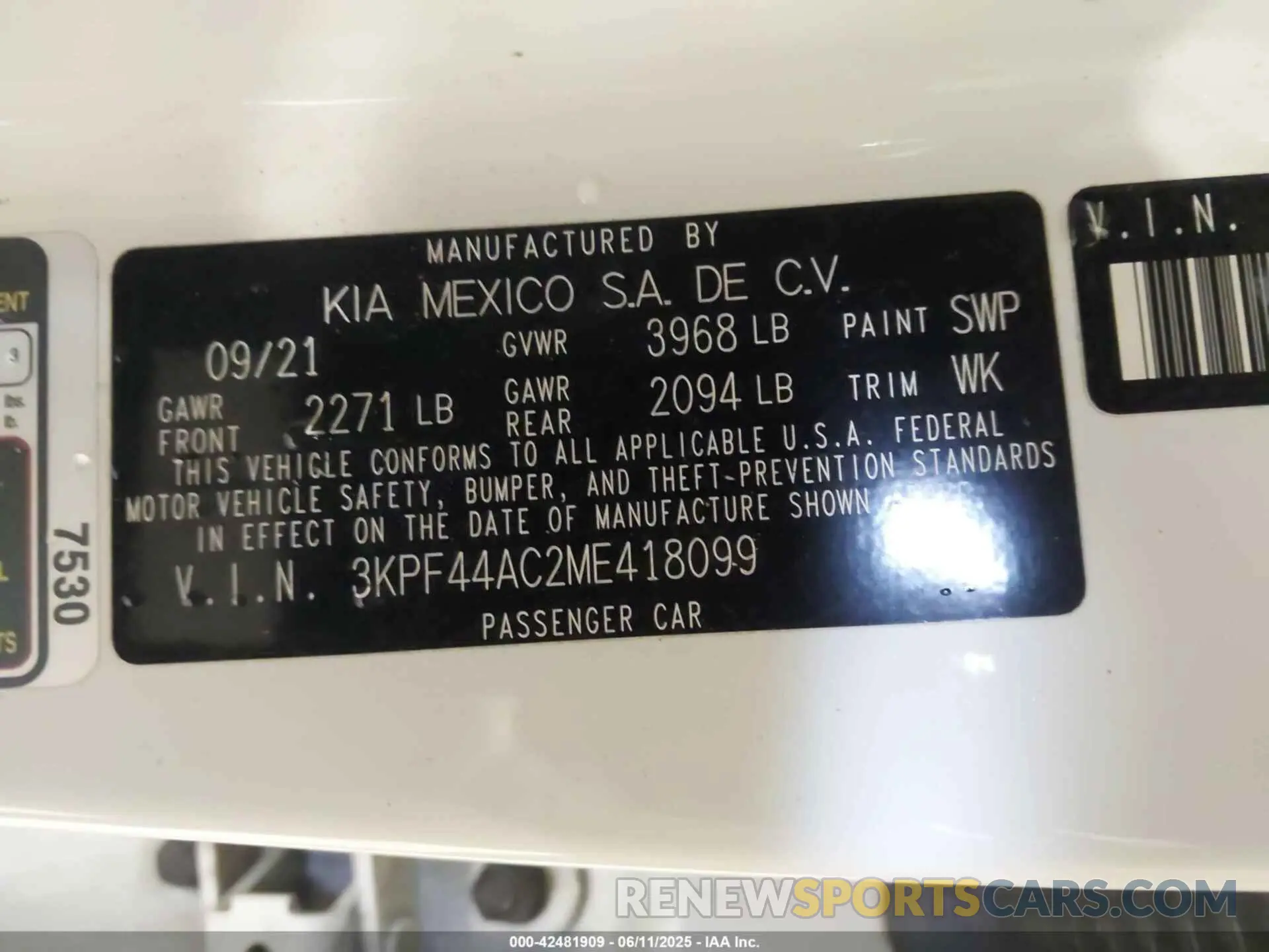 9 Photograph of a damaged car 3KPF44AC2ME418099 KIA FORTE 2021