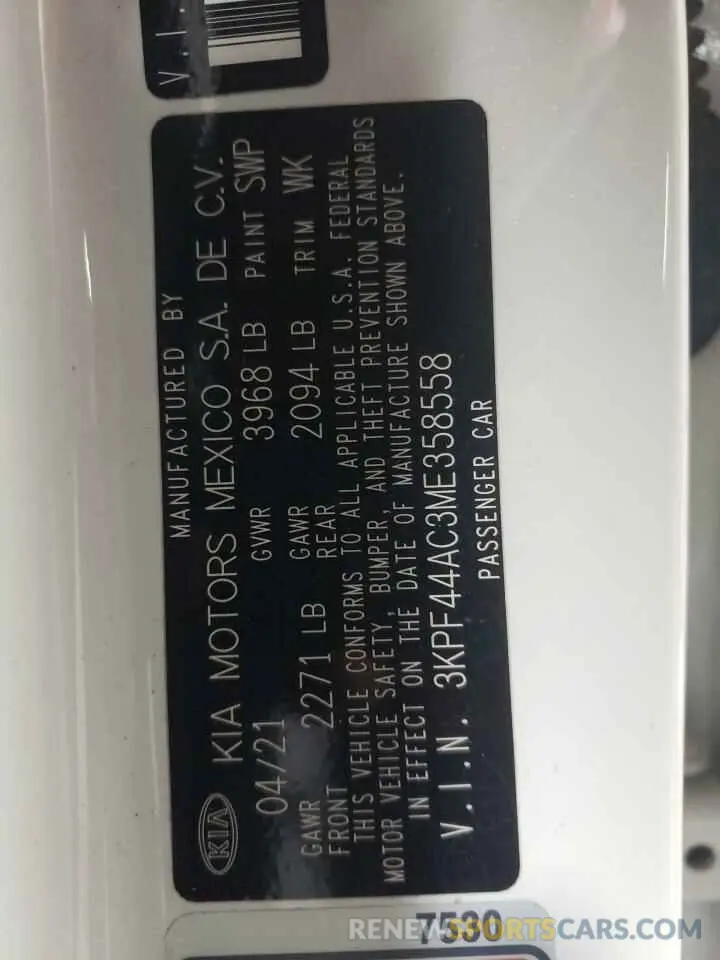 12 Фотография поврежденного автомобиля 3KPF44AC3ME358558 KIA FORTE 2021