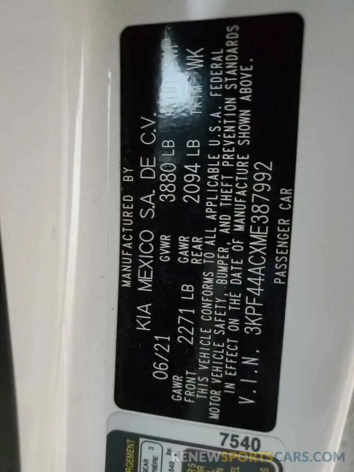 12 Фотография поврежденного автомобиля 3KPF44ACXME387992 KIA FORTE 2021