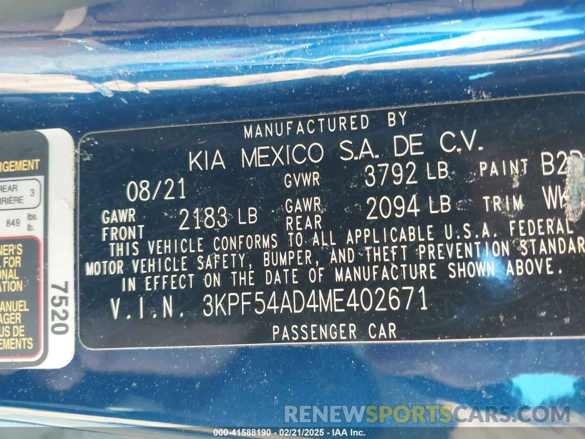 9 Фотография поврежденного автомобиля 3KPF54AD4ME402671 KIA FORTE 2021