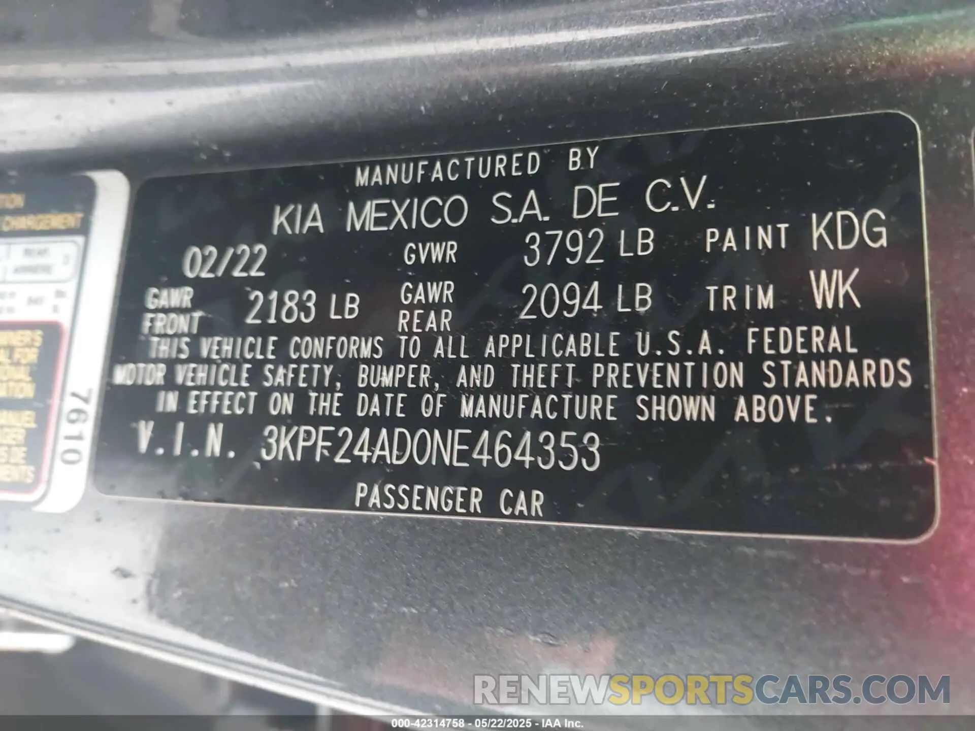 9 Photograph of a damaged car 3KPF24AD0NE464353 KIA FORTE 2022